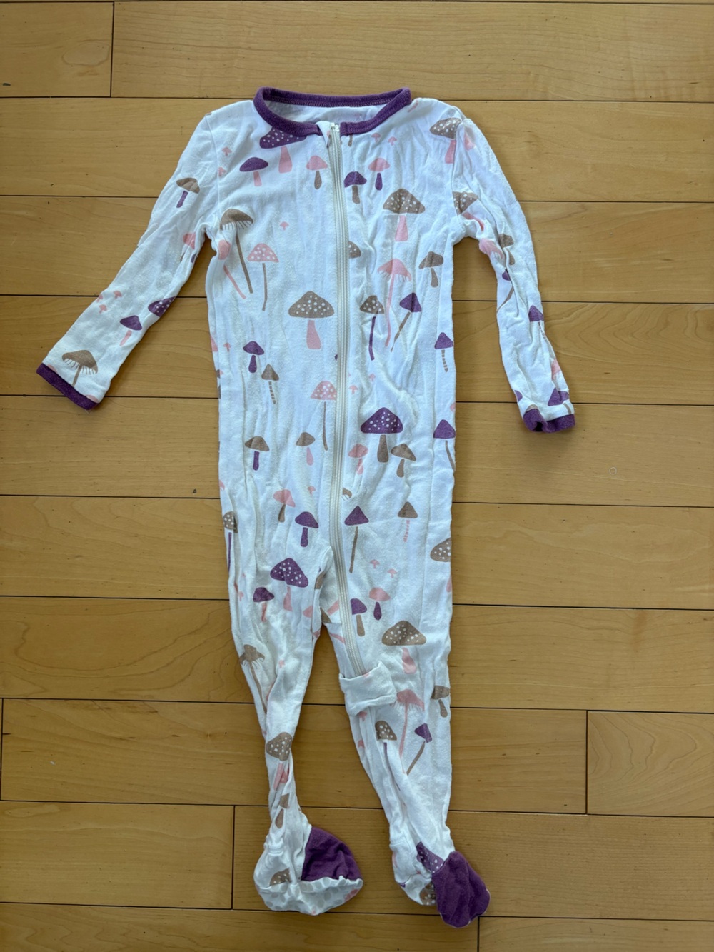 Silkberry Bamboo Footed Zipper Pyjamas Sleeper with Mushroom Print